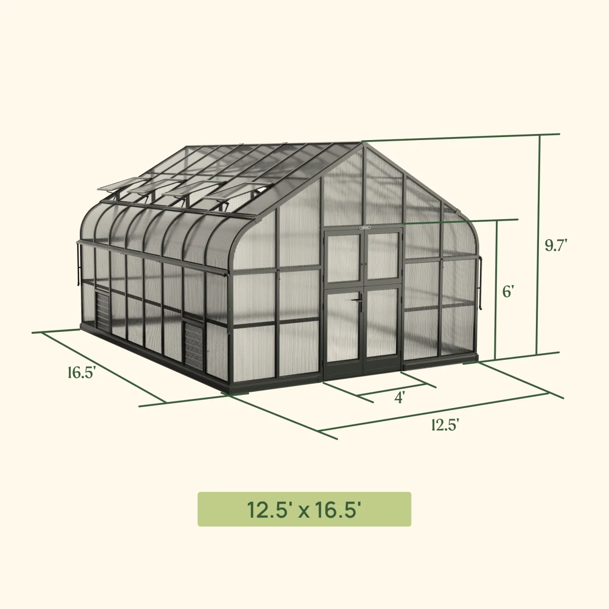 Vego | Grand Pacific Greenhouse Kit 12ft 6in Wide - Image 9