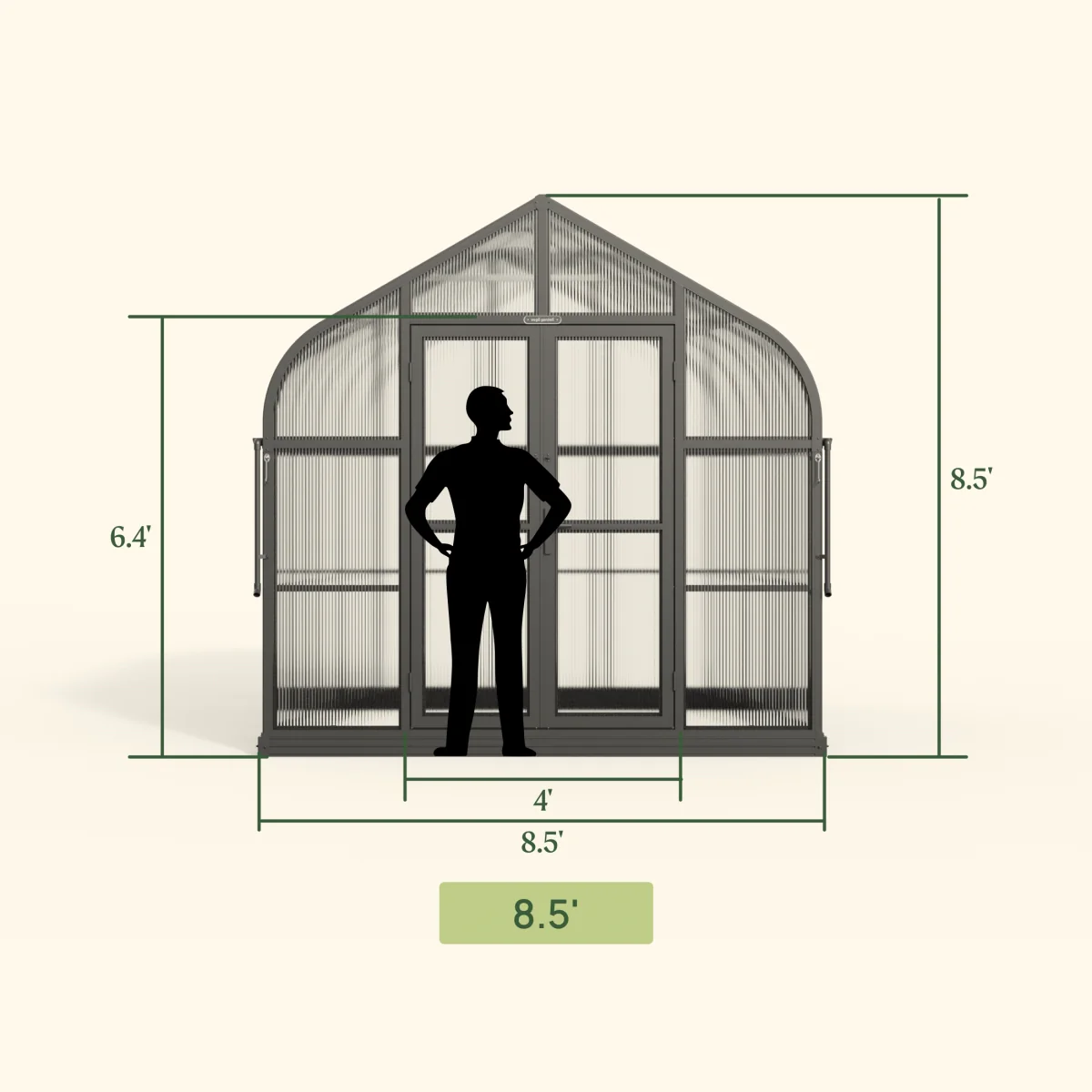 Vego | Pacific Greenhouse Kit 8ft 6in Wide - Image 14
