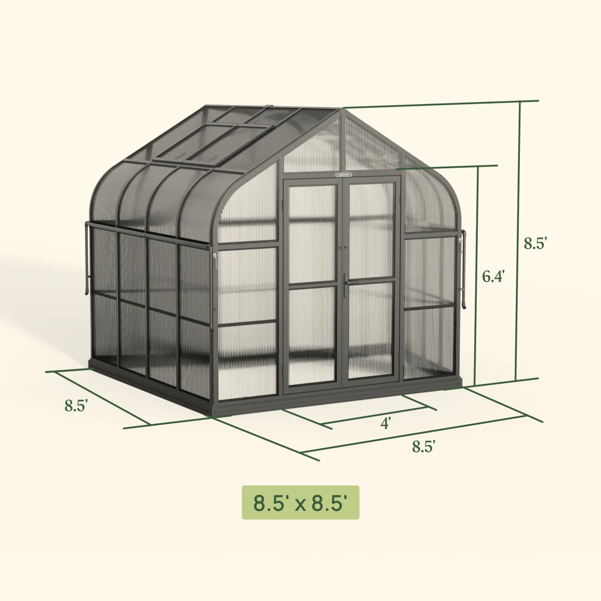 Vego | Pacific Greenhouse Kit 8ft 6in Wide - Image 15